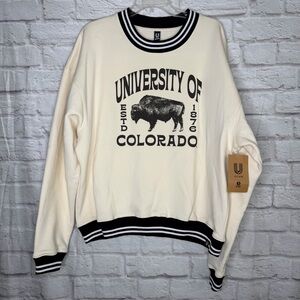 USCAPE University of Colorado Boulder Wilder Heavyweight Crewneck, Bone - Size:L